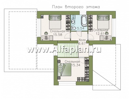 Проекты домов Альфаплан - Стильный компактный дом с гаражом-навесом - превью плана проекта №2