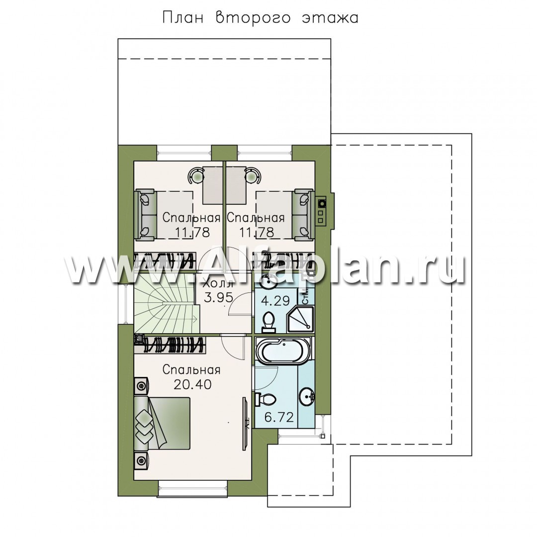 Проекты домов Альфаплан - «Весна» - экономичный и удобный дом с гаражом - план проекта №2