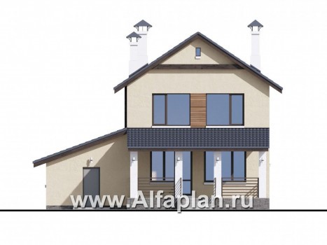 Проекты домов Альфаплан - «Весна» - экономичный и удобный дом с гаражом - превью фасада №4