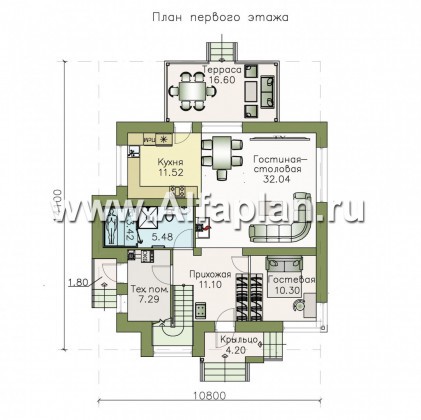 Проекты домов Альфаплан - «Орион» - современный мансардный дом - превью плана проекта №1