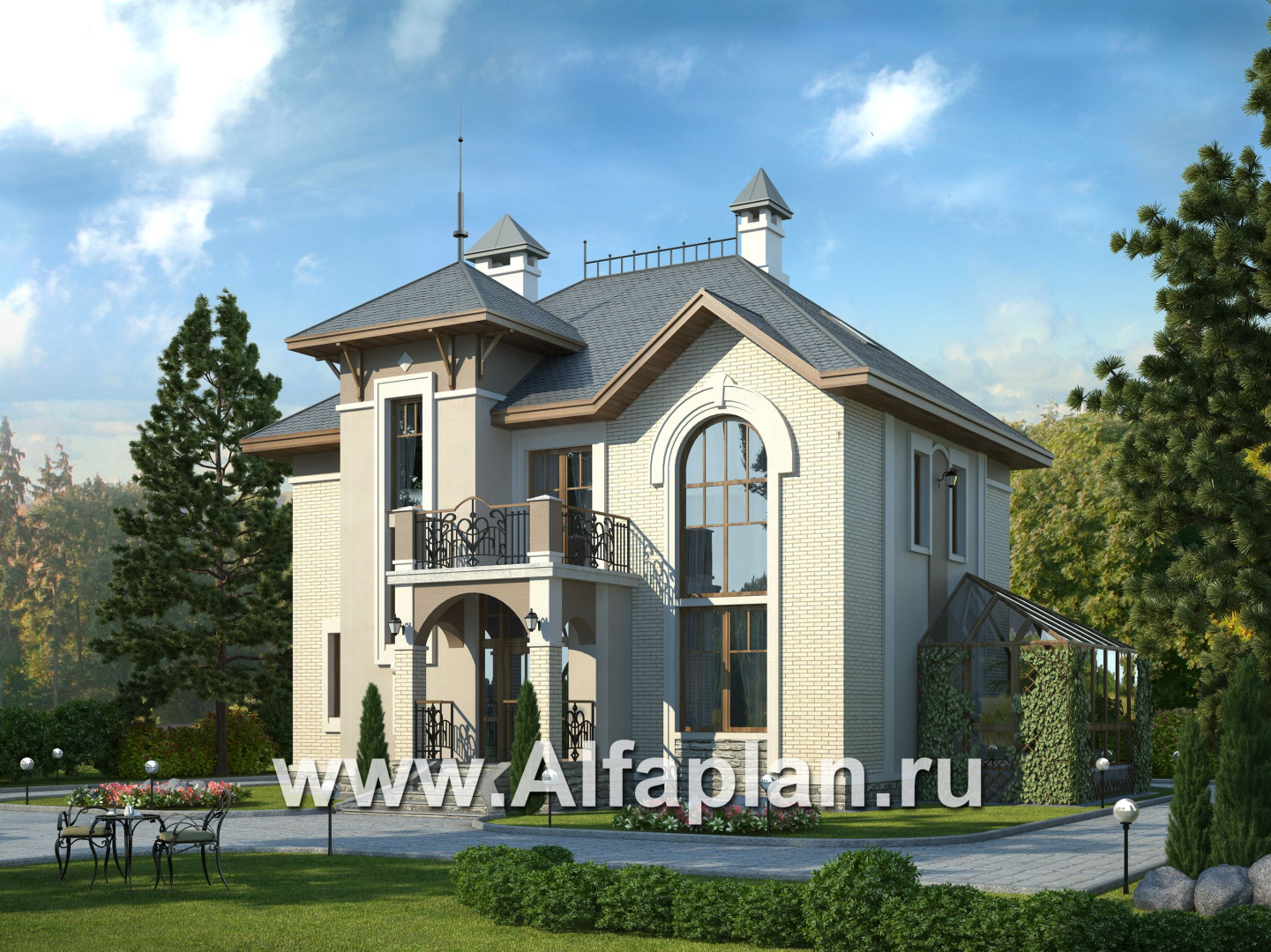 Проекты домов Альфаплан - «Разумовский» - элегантный загородный дом - дополнительное изображение №1