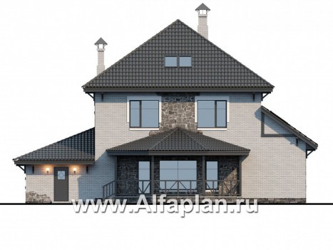 Проекты домов Альфаплан - «Фабула» - классический коттедж с гаражом и бильярдной - превью фасада №4