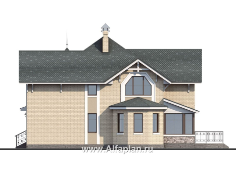 Проекты домов Альфаплан - «Бестужев» - классический коттедж с удобным планом - превью фасада №2