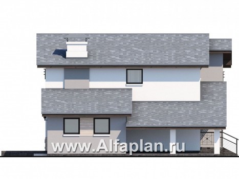 Проекты домов Альфаплан - «Солнечный» - современный, компактный и комфортный дом - превью фасада №3
