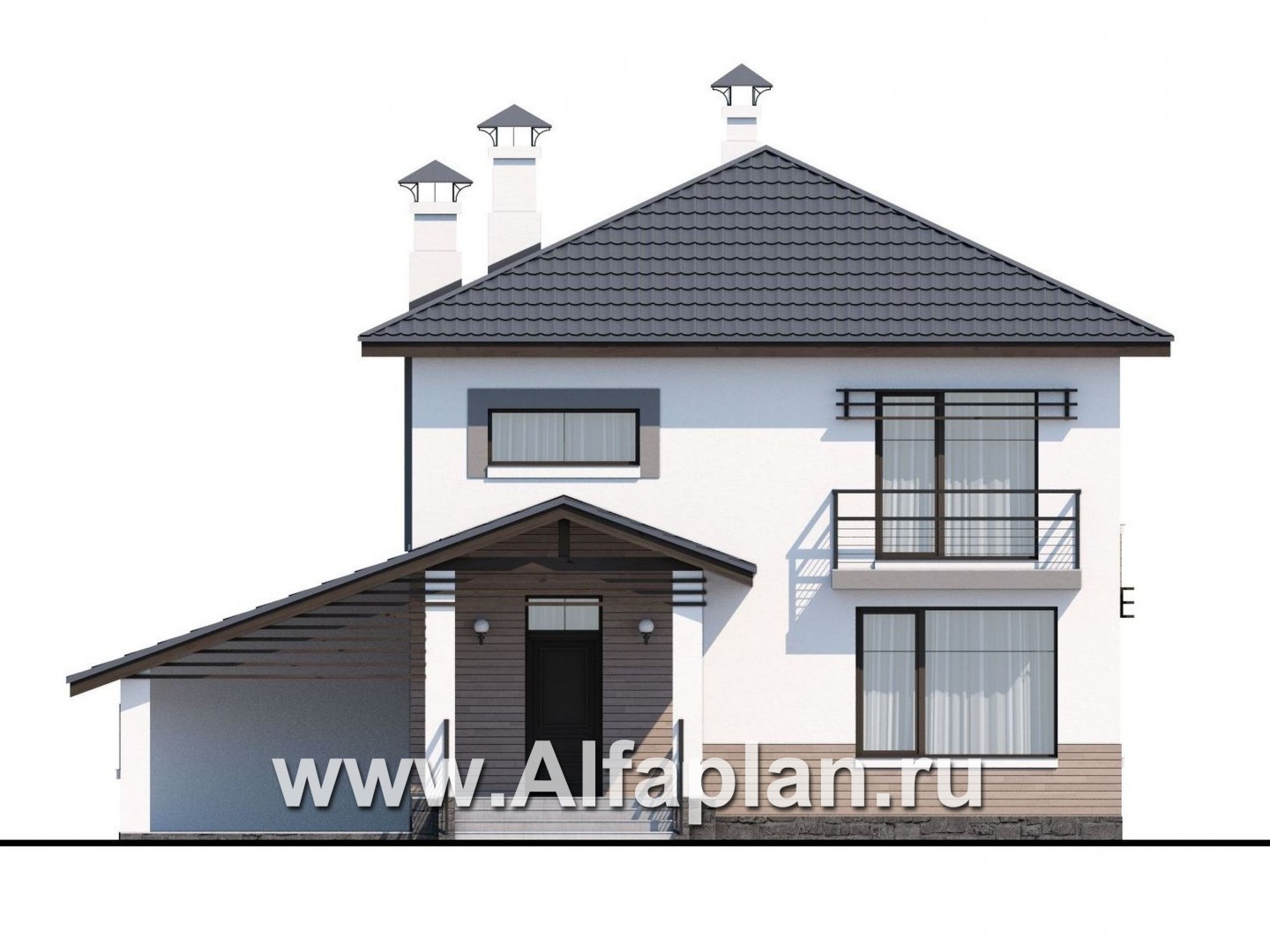 Проекты домов Альфаплан - «Смарт»- удобный двухэтажный дом - изображение фасада №1