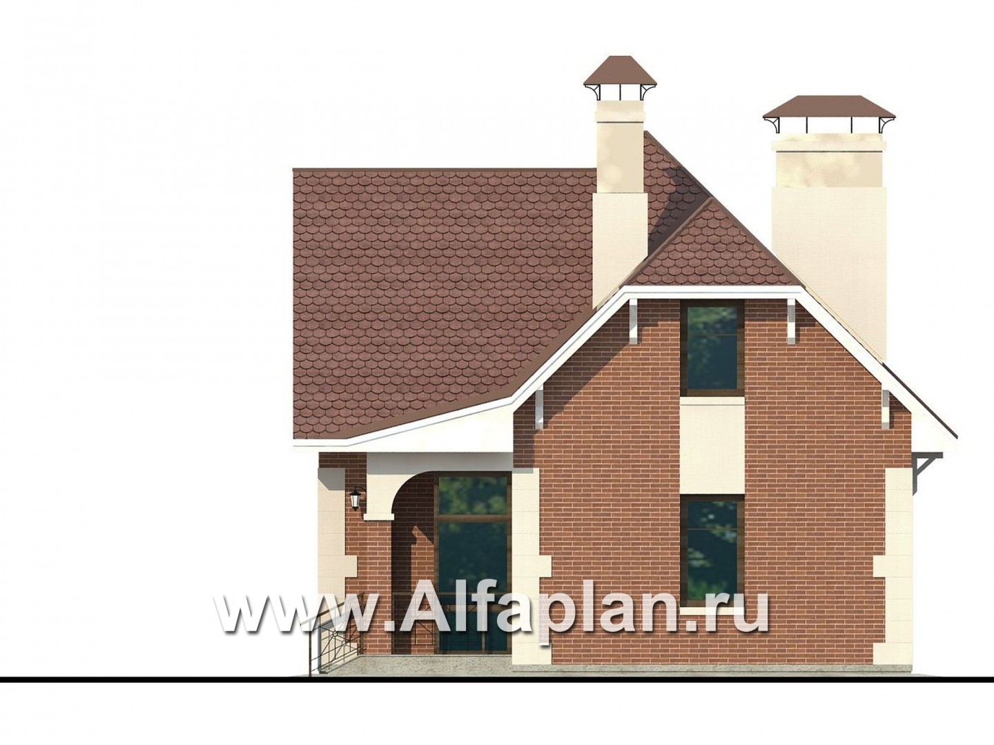 Проекты домов Альфаплан - Гостевой дом с гаражом на две машины - изображение фасада №2