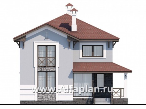 Проекты домов Альфаплан - Кирпичный дом «Собственный рай» - превью фасада №1