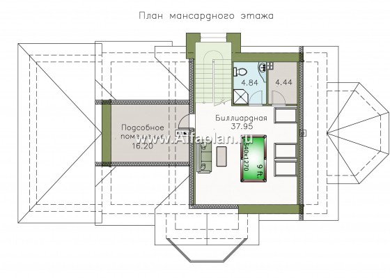 Проекты домов Альфаплан - «Ясная поляна» - удобный коттедж для большой семьи - превью плана проекта №4