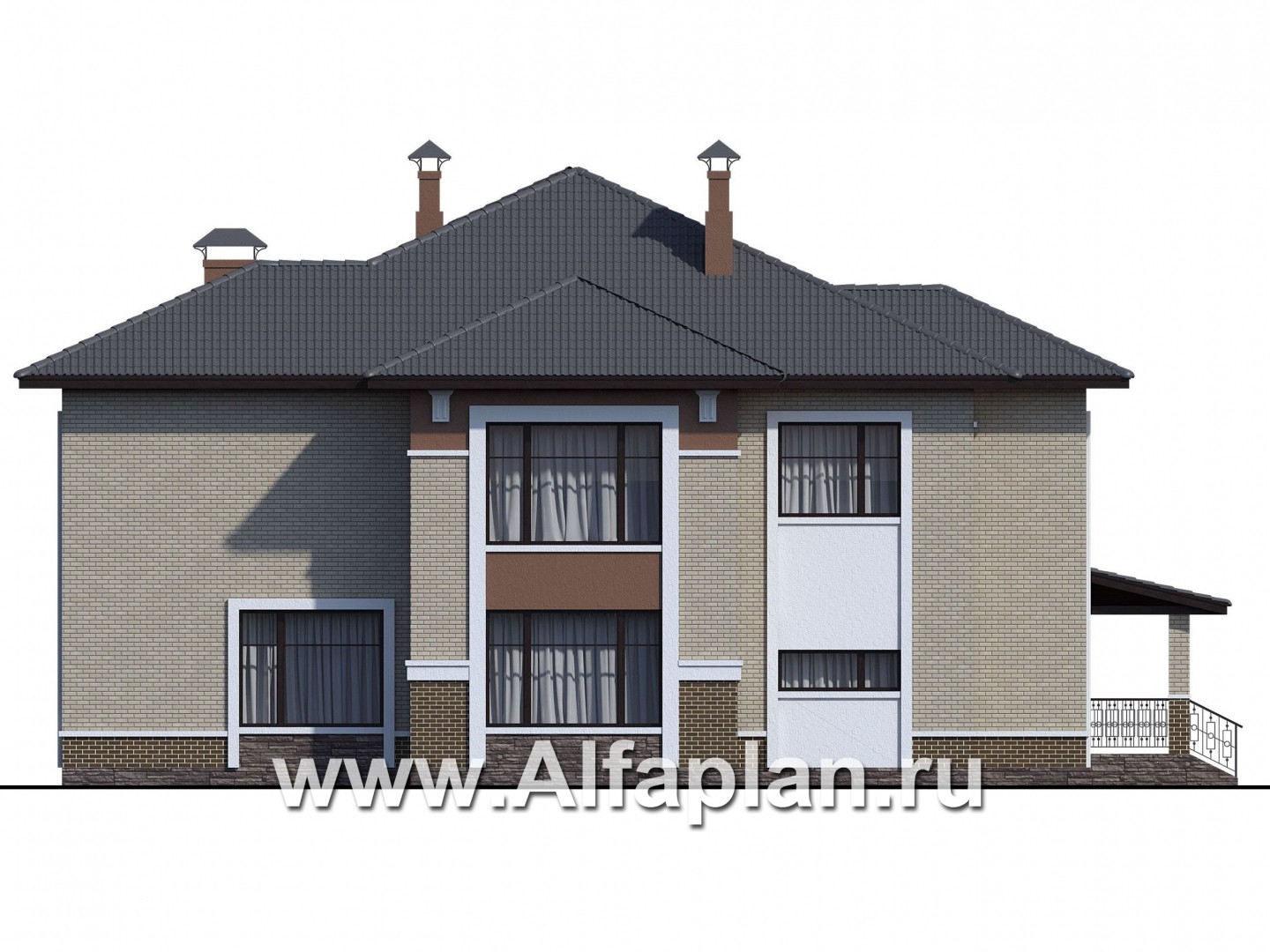 Проекты домов Альфаплан - «Тибр» — респектабельный двухэтажный особняк - изображение фасада №4