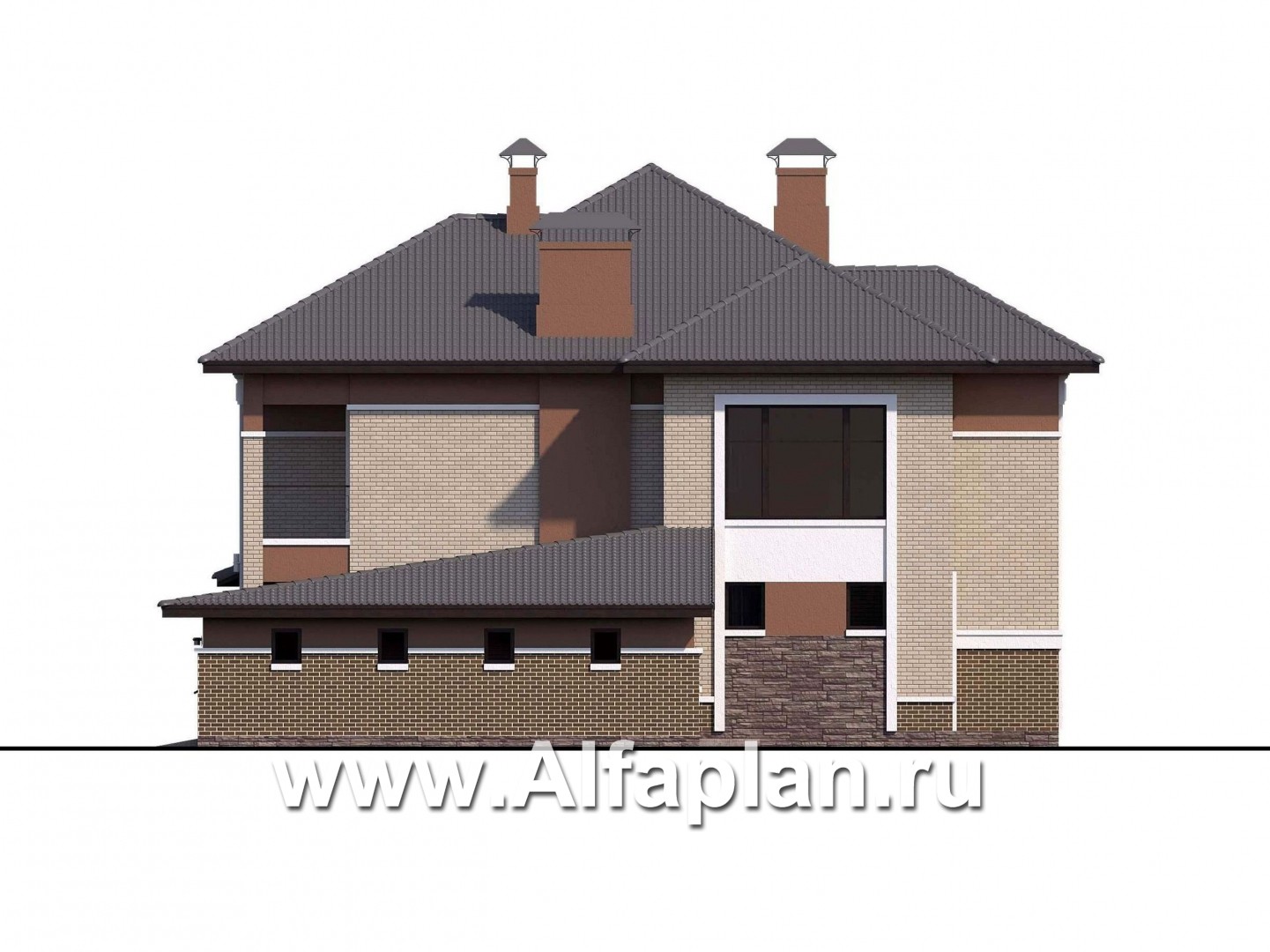 Проекты домов Альфаплан - «Тибр» — респектабельный двухэтажный особняк с гаражом - изображение фасада №2