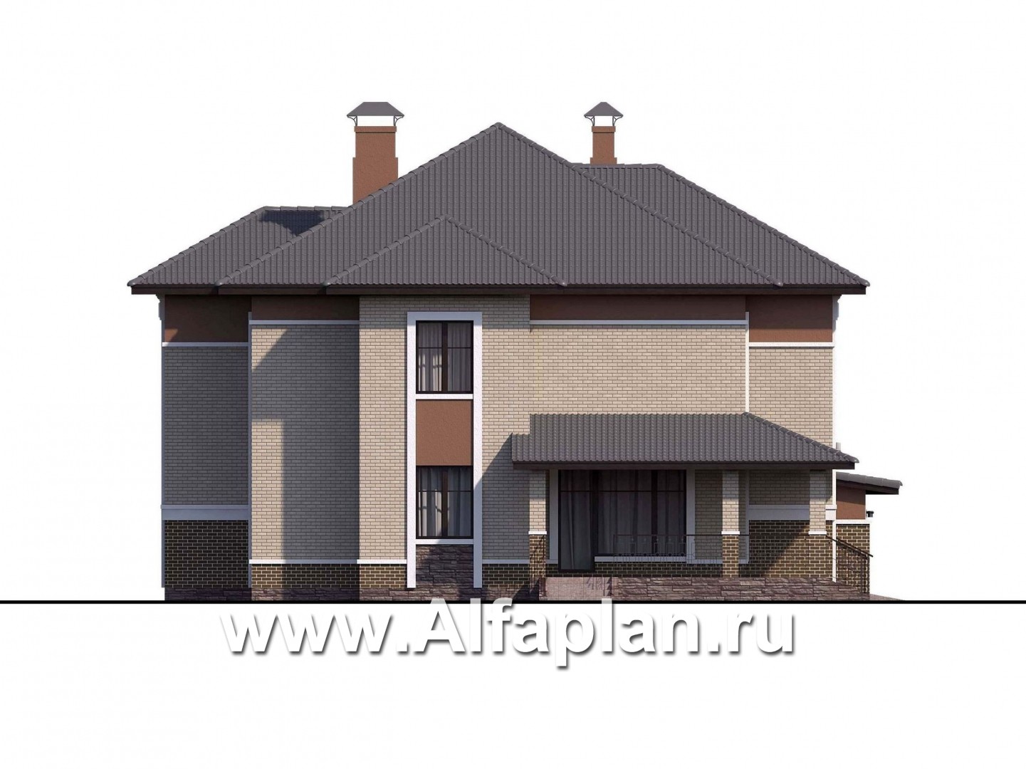 Проекты домов Альфаплан - «Тибр» — респектабельный двухэтажный особняк с гаражом - изображение фасада №3