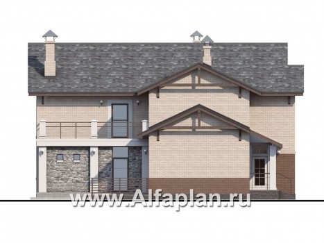 «Флагман» - проект двухэтажного дома, планировка с бассейном и сауной, с террасой, в скандинаввском стиле - превью фасада дома