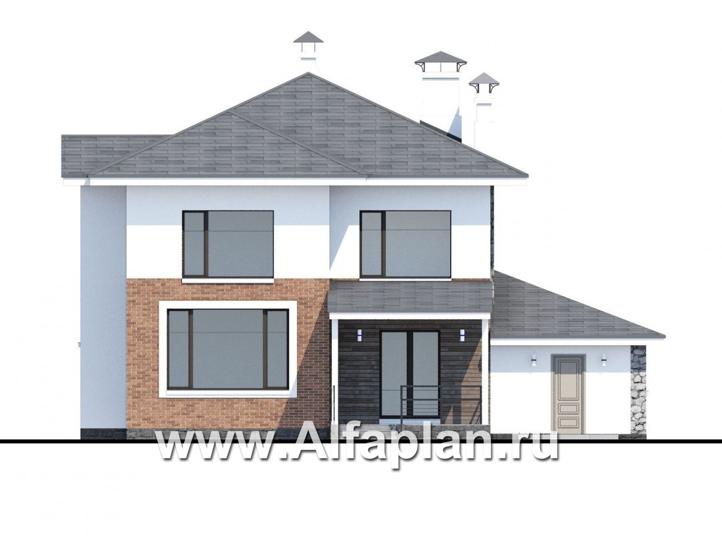 Проекты домов Альфаплан - «Сектор счастья» - стильный современный дом с гаражом - изображение фасада №4