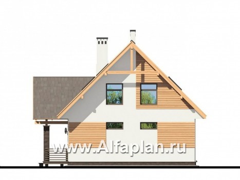Проекты домов Альфаплан - Компактный мансардный дом из газобетона - превью фасада №3