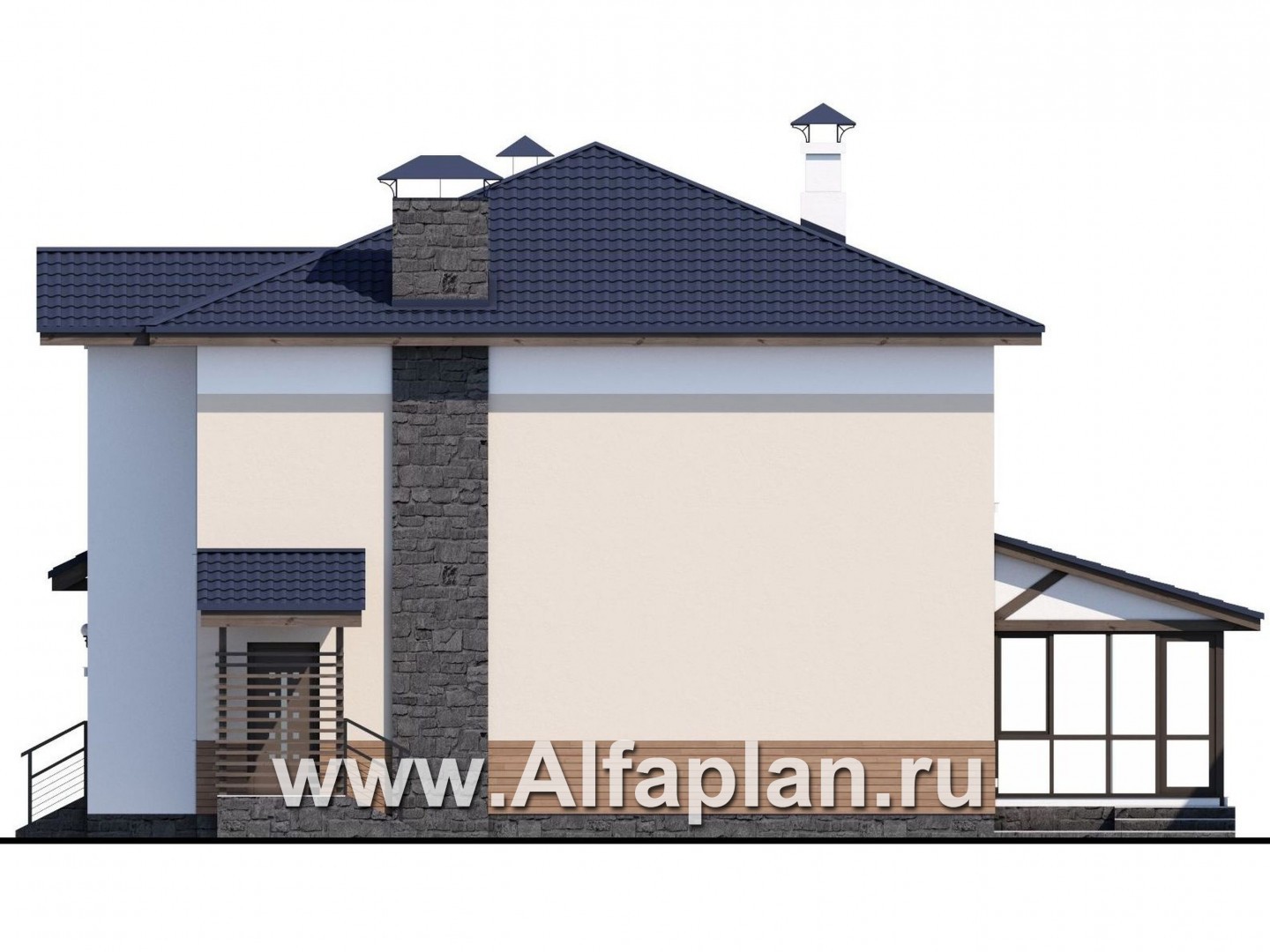 Проекты домов Альфаплан - «Преимущество» - современный удобный дом - изображение фасада №2
