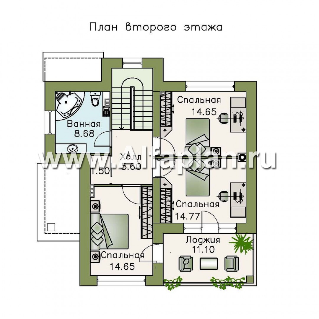 Проекты домов Альфаплан - «Знаменка плюс» - удобный и компактный коттедж с цоколем - изображение плана проекта №3