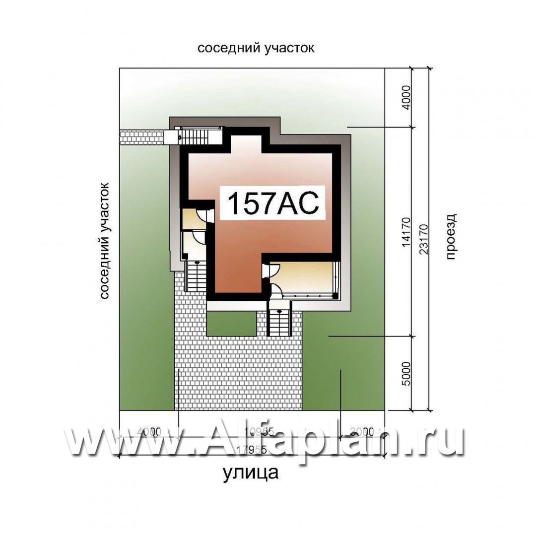 «Знаменка плюс» - проект двухэтажного дома из газобетона, планировка с эркером и с террасой, с цокольным этажом - дизайн дома №2