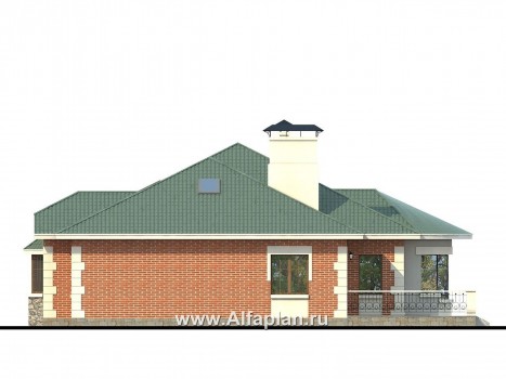 Проекты домов Альфаплан - «Линия судьбы» - одноэтажный дом с бильярдной в мансарде - превью фасада №2