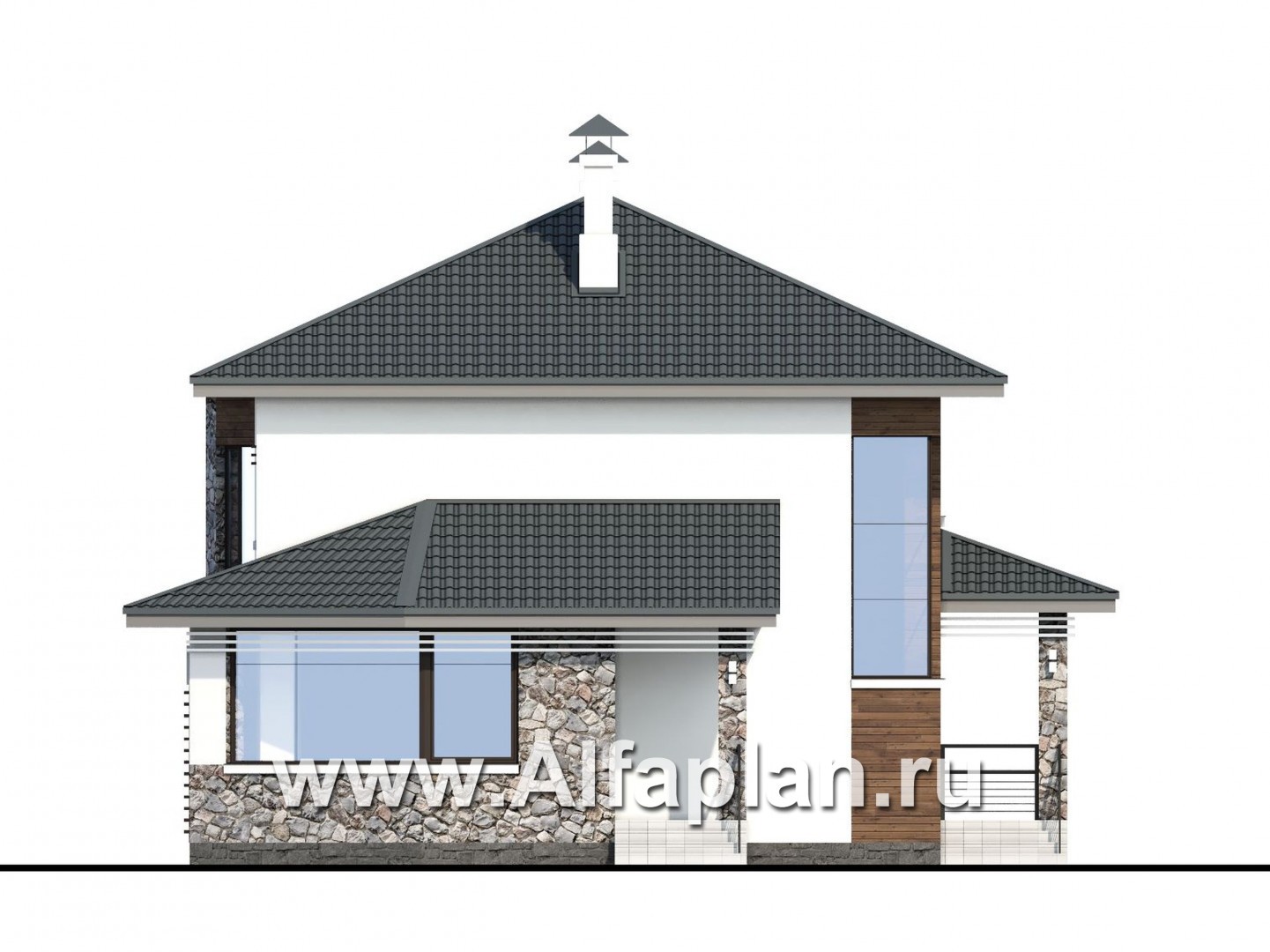 Проекты домов Альфаплан - Здание управления коттеджного поселка - изображение фасада №1