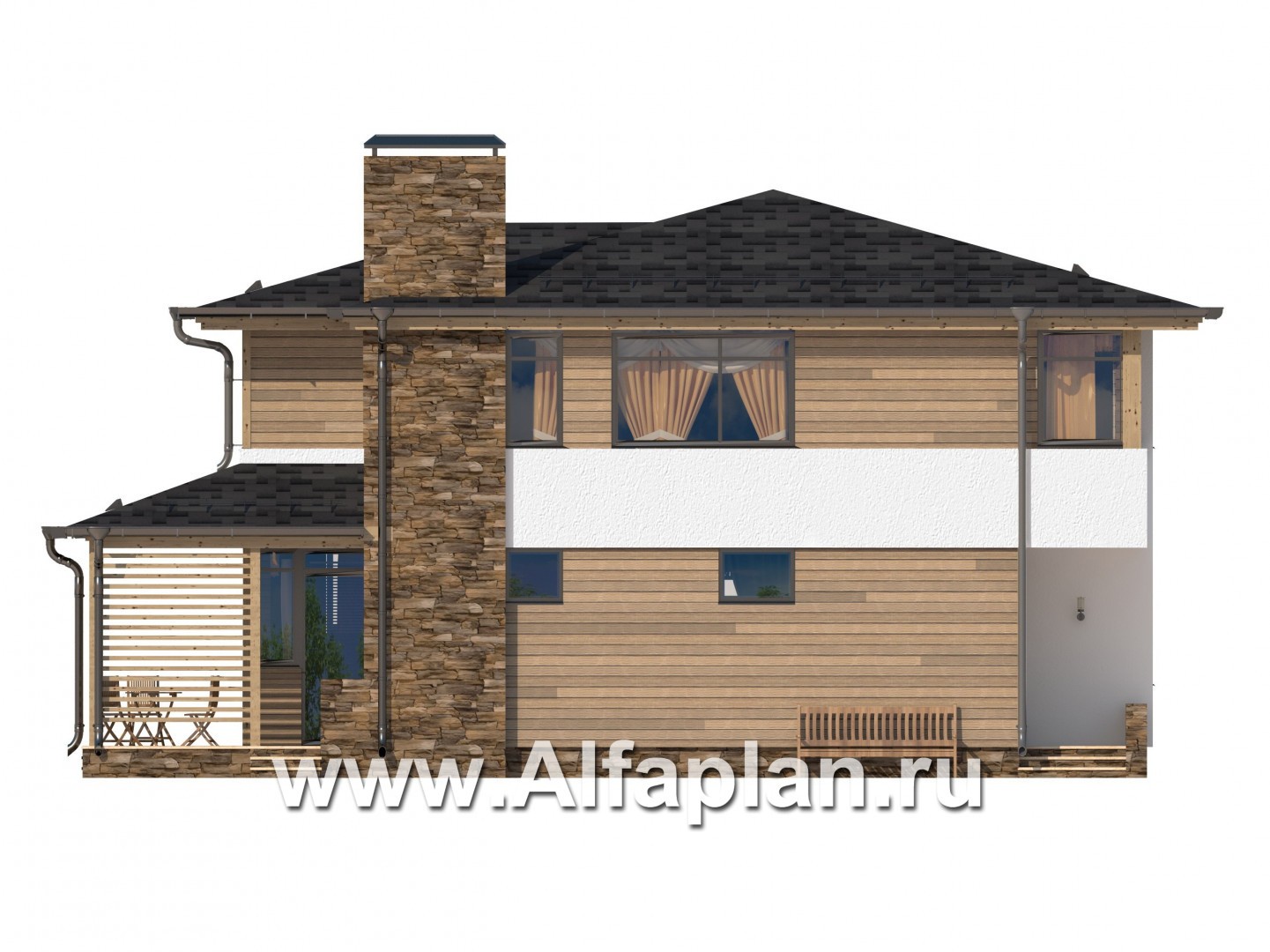 Проекты домов Альфаплан - Современный компактный двухэтажный дом - изображение фасада №1