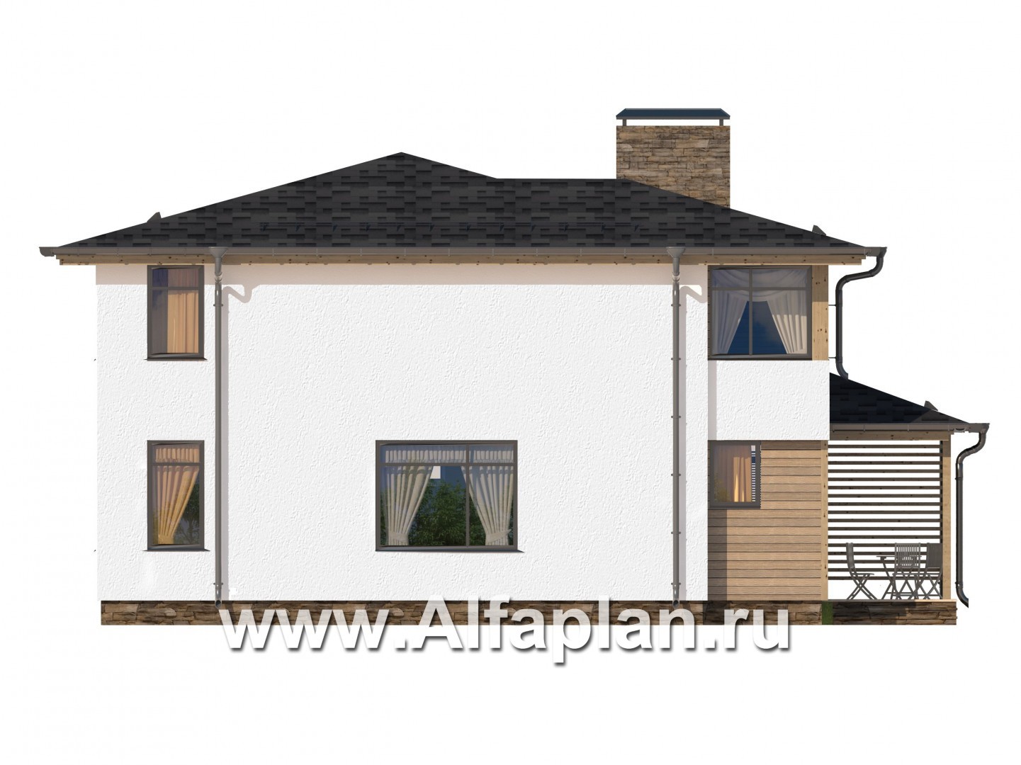 Проекты домов Альфаплан - Современный компактный двухэтажный дом - изображение фасада №4