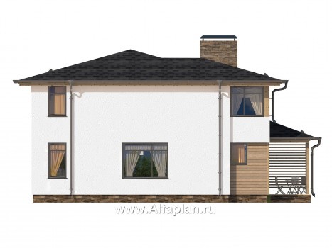 Проекты домов Альфаплан - Современный компактный двухэтажный дом - превью фасада №4