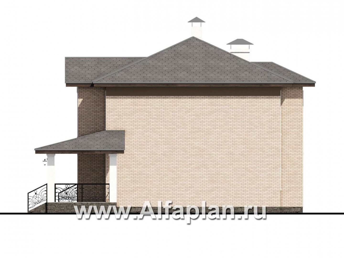 Проекты домов Альфаплан - «Арт-Нуво» - респектабельный коттедж с гаражом в стиле модерн - изображение фасада №2
