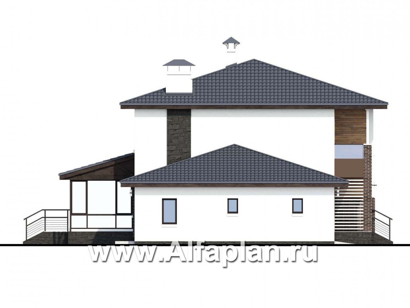 Проекты домов Альфаплан - «Орбита» - современный и удобный, компактный дом - изображение фасада №3