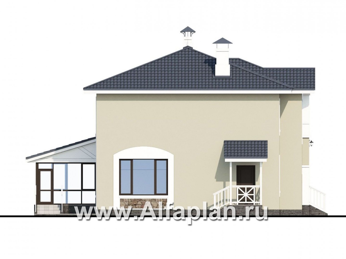 Проекты домов Альфаплан - «Либезюсефрау» - удобный дом с романтическими фасадами - изображение фасада №3