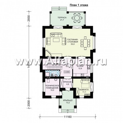 Проекты домов Альфаплан - Двухэтажный дом для узкого участка - превью плана проекта №1