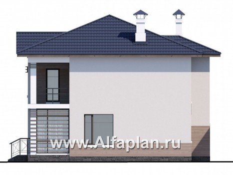 Проекты домов Альфаплан - «Знаменка» - удобный и компактный коттедж в современном стиле - превью фасада №2