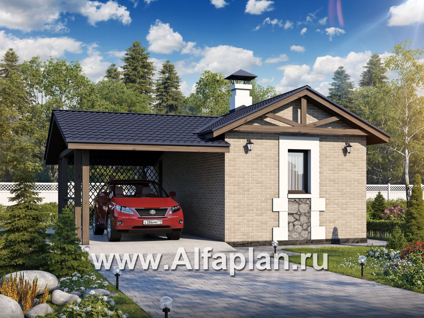 Проекты домов Альфаплан - Удобный хоз. блок для небольшой усадьбы - основное изображение