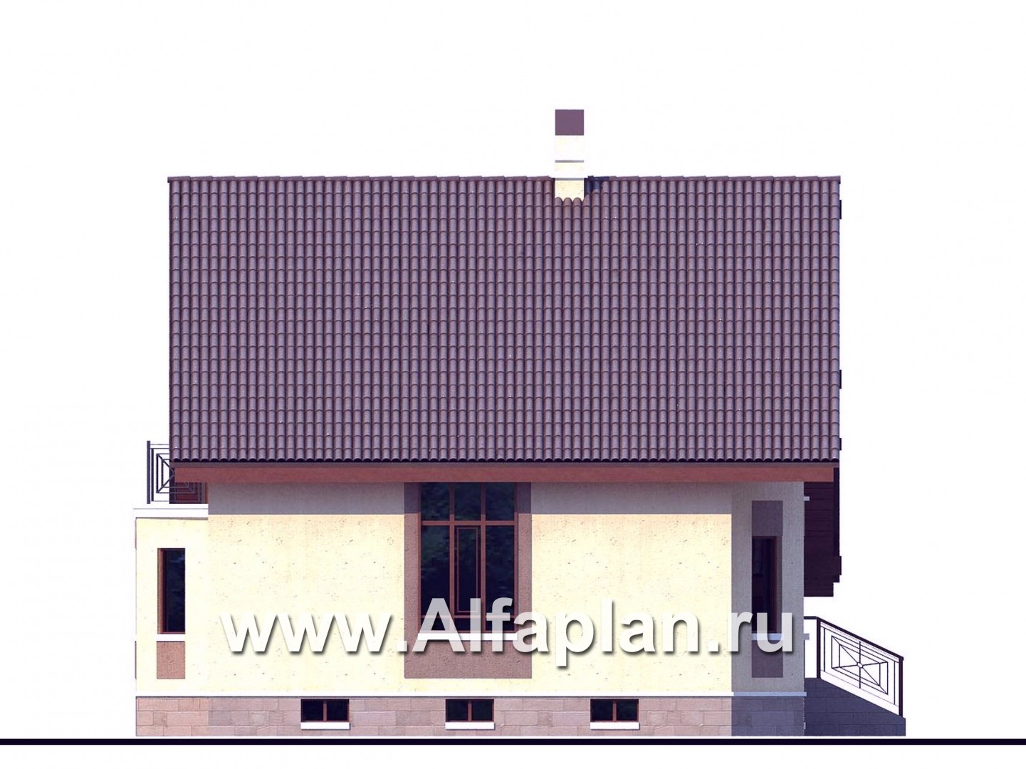 Проекты домов Альфаплан - «Регенсбург Плюс»- вариант коттеджа 22А с цокольным этажом - изображение фасада №3