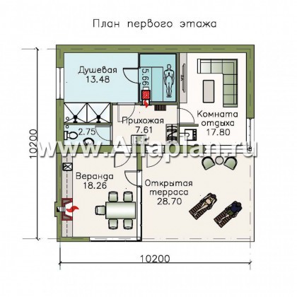 Проекты домов Альфаплан - Баня-беседка с открытой террасой - превью плана проекта №1