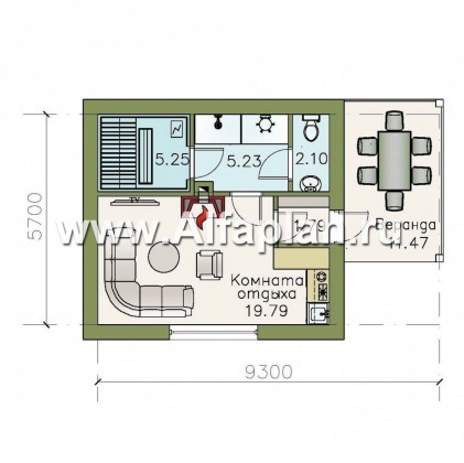 Проекты домов Альфаплан - Комфортабельная баня с верандой - превью плана проекта №1