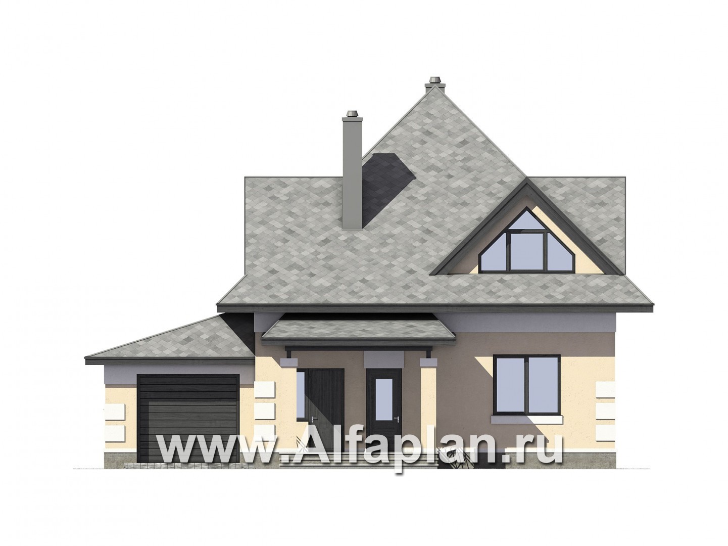 Проекты домов Альфаплан - Экономичный дом с гаражом - изображение фасада №1