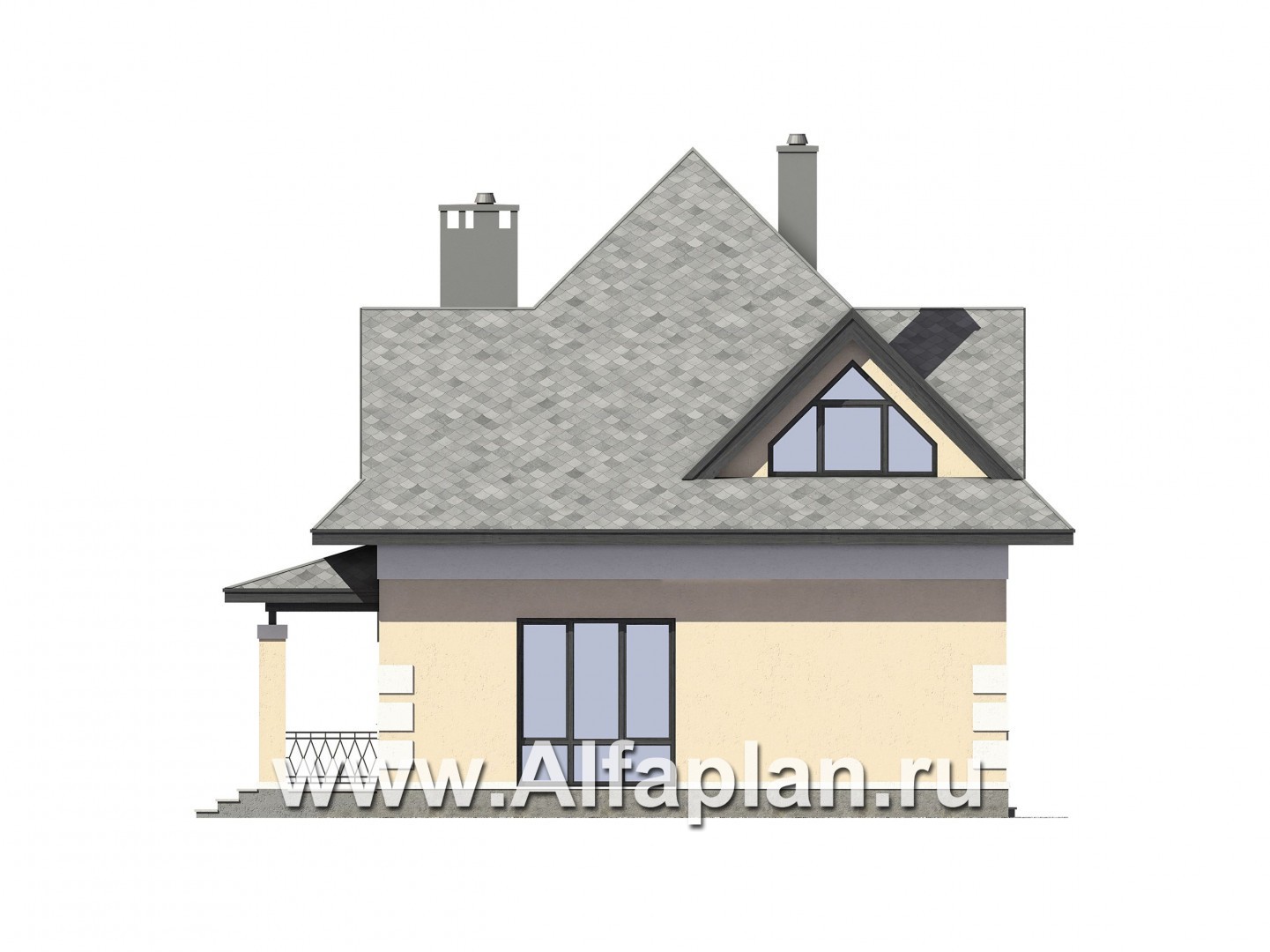 Проекты домов Альфаплан - Экономичный дом с гаражом - изображение фасада №3